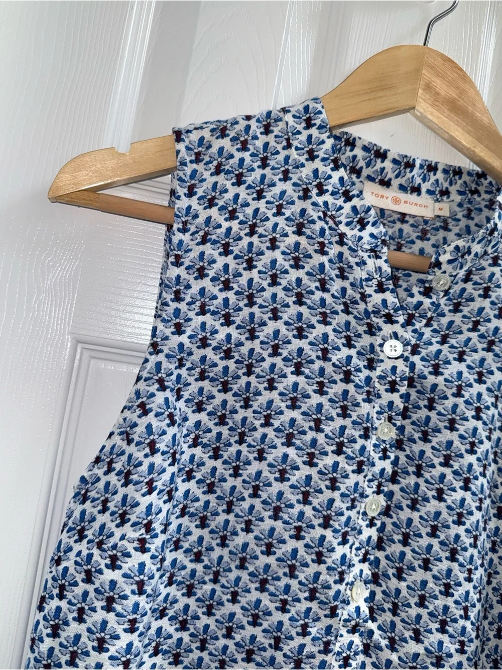 Tory Burch Castillo Corsage Sheath Knee Length Dress M Blue Summer Everyday Chic